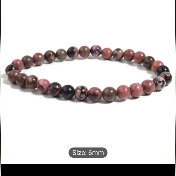 Source Unknown Jewelry - Natural Rhodonite 6mm Beaded Bracelet